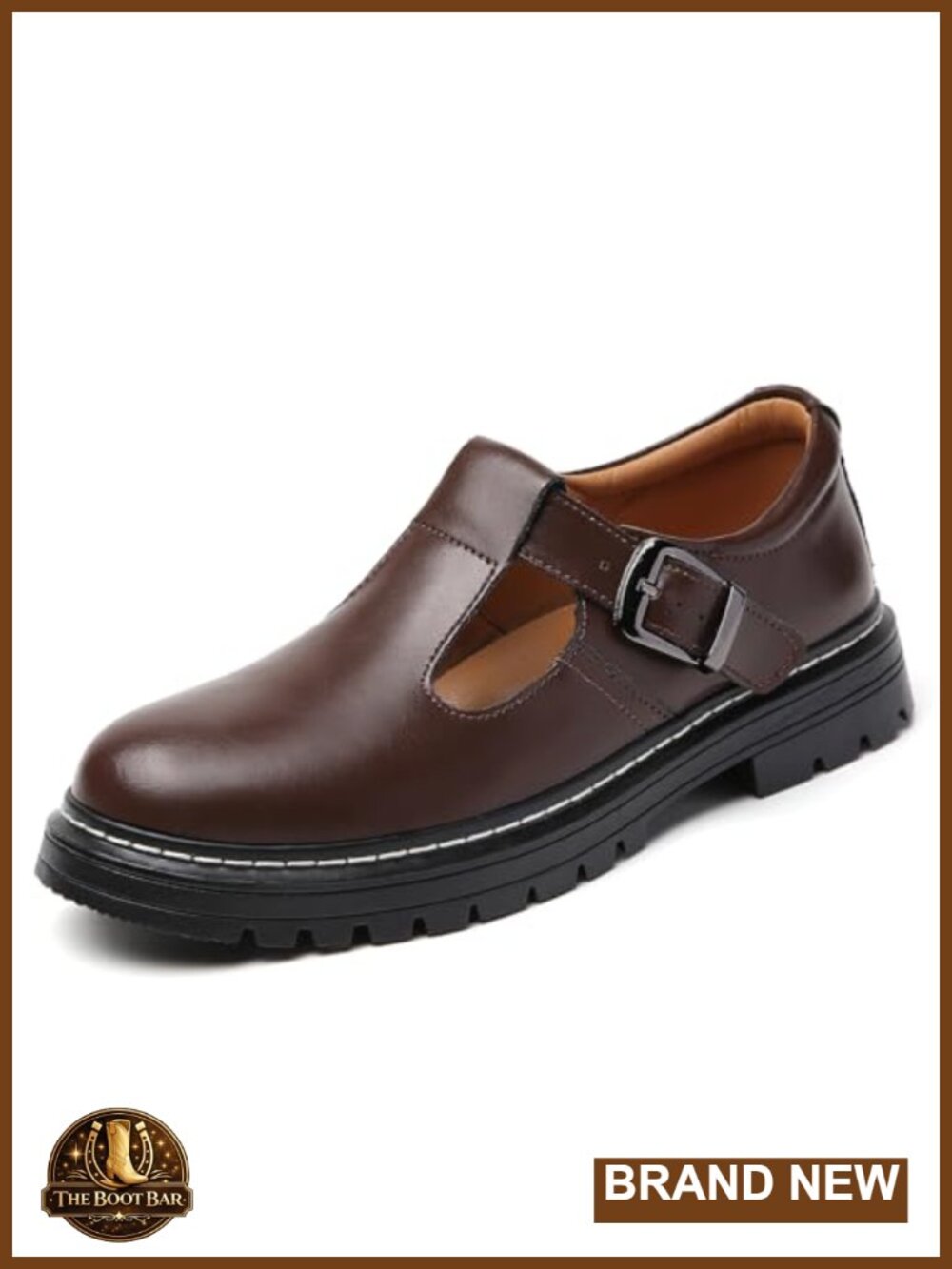 Platform T-Strap Mary Janes Oxford Dress Shoes with Arch Support
